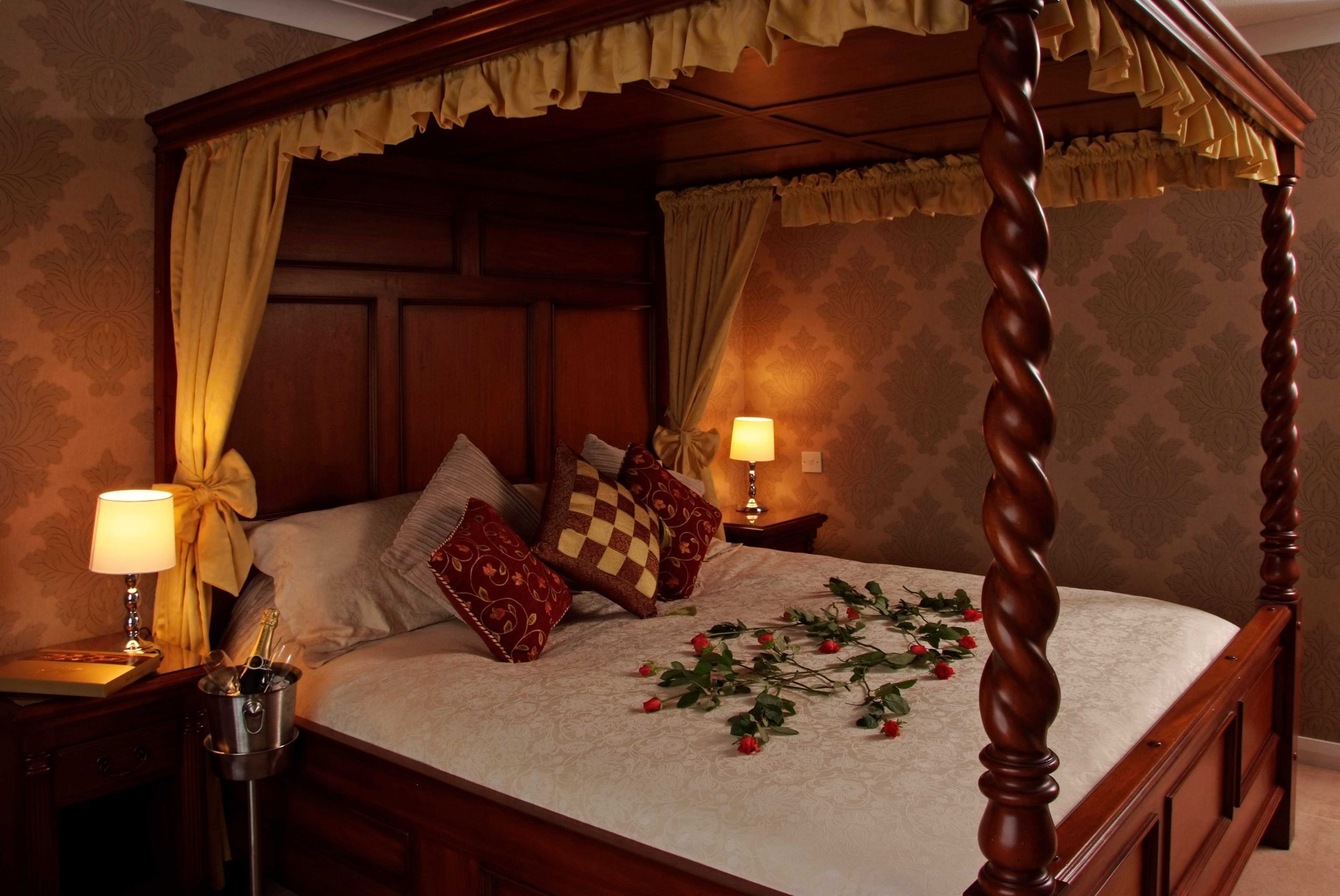 Luxurious Four Poster Bed at the Wessex Hotel in Somerset